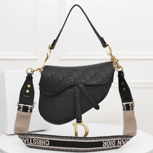 Christian Dior Bag Outlet For Sale Christian Dior Saddle Bag Oblique Embossed Calfskin Black